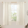 LAMIT 63 Inch Semi Sheer Linen Curtains, Light Filtering Panels Back Tab and by LAMIT