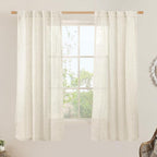 LAMIT 63 Inch Semi Sheer Linen Curtains, Light Filtering Panels Back Tab and by LAMIT