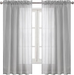 DWCN Grey Sheer Curtains Semi Transparent Voile Rod Pocket Curtains - Image 9