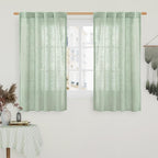 LAMIT Fresh Green Linen Curtains 45 Inch Length 2 Panels, Light Filtering by LAMIT