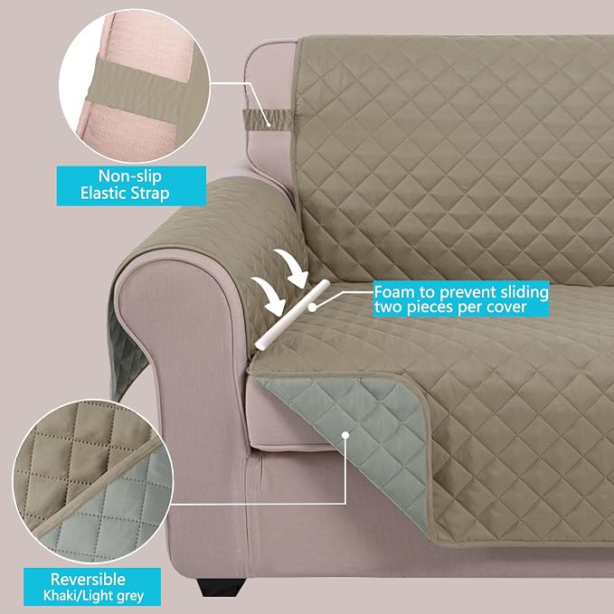 U-NICE HOME Recliner Chair Covers Reversible Quilted Water Repellent Pet - Image 4