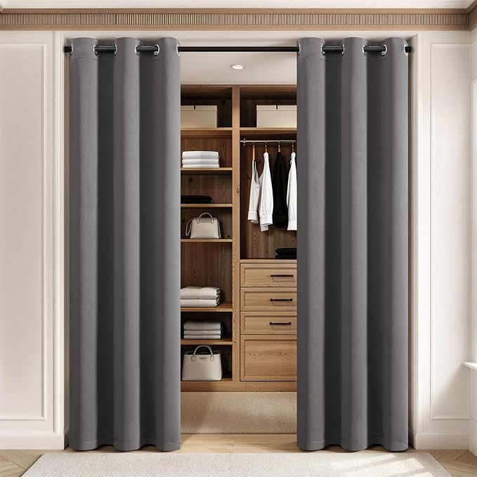 MIULEE Blackout Door Curtain Set of 2, 34 x 80 Inch Grey Thermal Insulated Room - Image 4