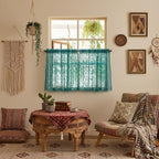 WAZZIO Boho Lace Curtains 2 Panels 45 Inch -Victorian Sheer Panel Drape French - Image 2