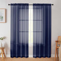 Navy Blue Sheer Curtain for Bedroom Living Room 78 Inches Long 2 Panels Set by WelvetBLK