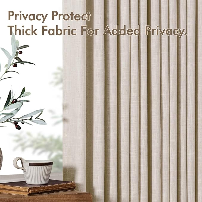 MIULEE Pinch Pleated Thick Linen Curtains 108 Inches Long 2 Panels - Image 7