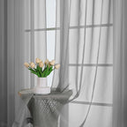 Lecloud Charcoal Grey Sheer Curtains 63 Inch Length 2 Panels, Rod Pocket Light - Image 8