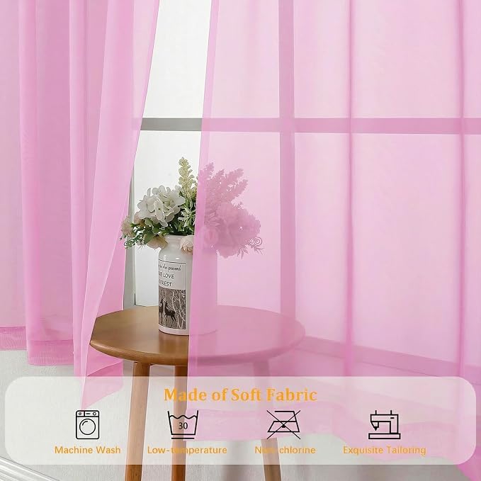 Gwine Sheer Curtains for Bedroom 54 inches Long - Image 8