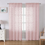 Lecloud Leia Blush Pink Sheer Curtains 72 Inches Long 2 Panels, Jacquard Leaf by Lecloud