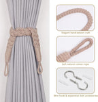 NICEEC 2 Pack Natural Cotton Rope Curtain Tiebacks Elegant Boho Style - Image 2