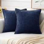 MIULEE Pack of 2 Couch Throw Pillow Covers 20x20 Inch Navy Blue Farmhouse by MIULEE