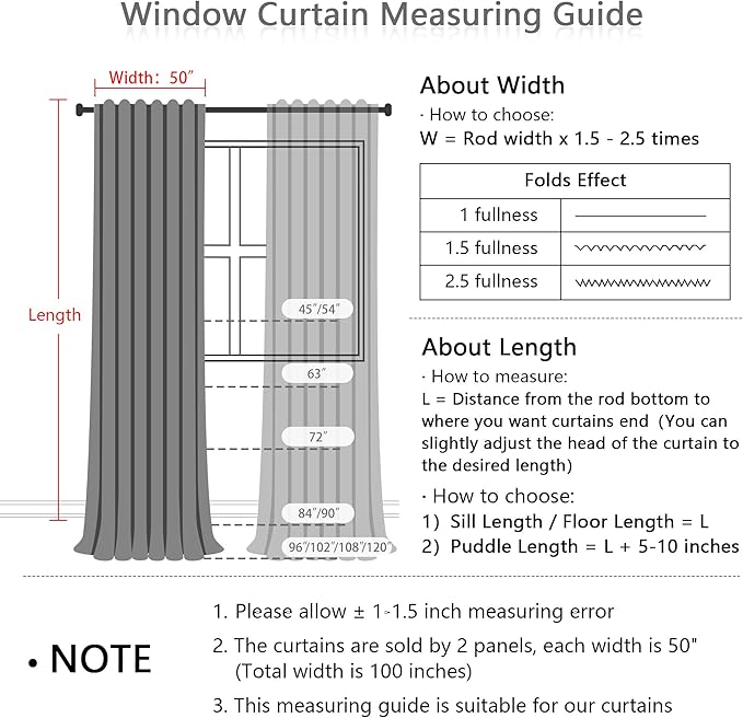 MYSKY HOME Extra Long Curtains for Living Room 96 Inches Light Filtering Semi - Image 3