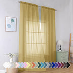 Simplebrand Gold Sheer Curtains 96 Inches Long 2 Panels, Light Filtering Rod by Simplebrand