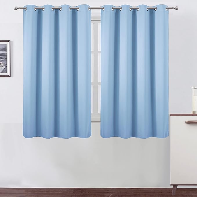 LEMOMO Blackout Curtains 52 x 45 inch/Sky Blue Curtains Set of 2 Panels/Thermal by Lemomo