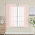 OWENIE Furman Sheer Curtains 45 Inch Length 2 Panels Set by OWENIE