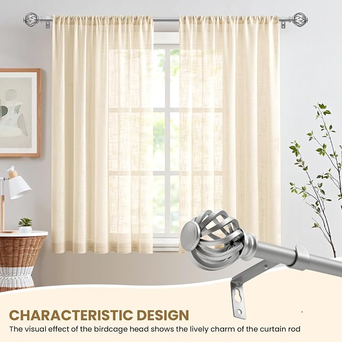 Luvenia Silver Decorative Curtain Rods, 28 to 48 Inch, Small Curtain Rod - Image 7