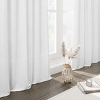 Nanspring White Linen Back Tab Rod Pocket Curtains - Image 6