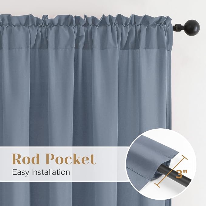 HOMEIDEAS Non-See-Through Stone Blue Privacy Sheer Curtains, 52 X 96 Inches - Image 5