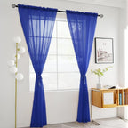 youleyar Solid Sheer Rod Pocket Curtain Voile Draperies 2 Panels White Beige - Image 2