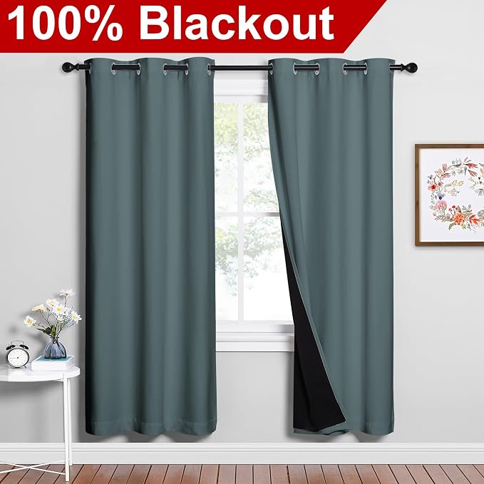 NICETOWN Full Shade Curtain Panels, Pair of Thermal Insulated & Energy - Image 2