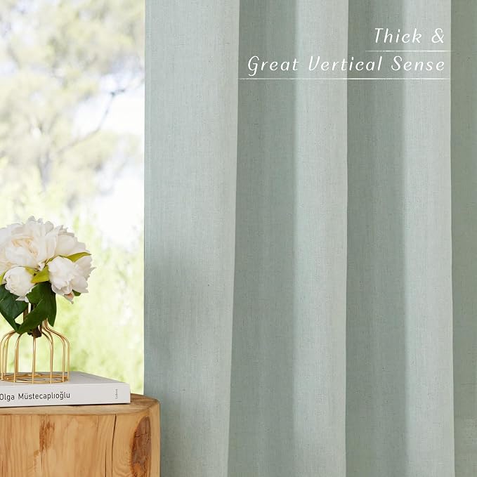 NICETOWN Sage Green Linen Doorway Curtains 80 inches Long, Grommet Thick Linen - Image 7