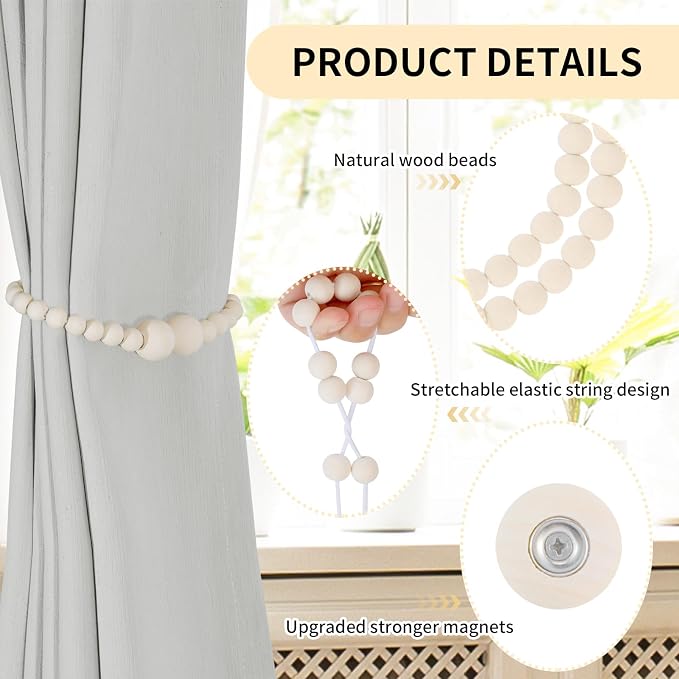 Magnetic Curtain Tiebacks, 2 Pack Curtain Holdbacks - Image 5