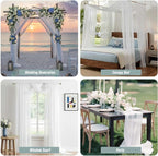 White Sheer Curtains 216 Inches Long, Extra Long Light Filtering Modern Scarf - Image 7