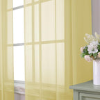 Aiyufeng Yellow Sheer Curtains 72 Inches Long 2 Panels Set, Semi Transparent - Image 2