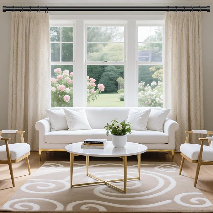 Black Curtain Rods for Windows 170 to 240 Inch, extra long drapery rod for - Image 2