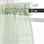OVZME Light Green Sheer Curtains 84 Inches Long 2 Panels - Image 3
