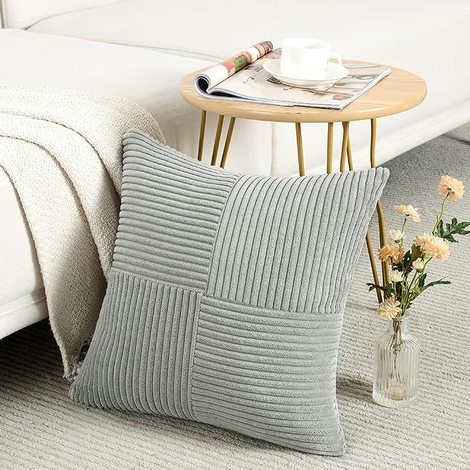 Fancy Homi 2 Packs Grey Decorative Throw Pillow Covers 16x16 Inch - Image 2