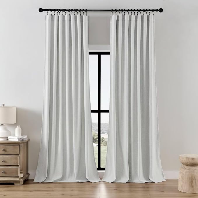 Joydeco Faux Linen Curtains 96 Inches Long 2 Panels Set by JOYDECO