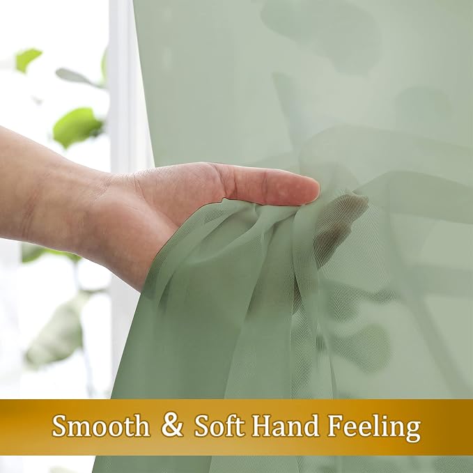 Aiyufneg Small Sheer Tier Curtains Half Kitchen Curtain Sheers Light Filtering - Image 3