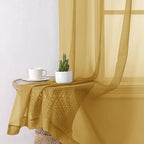 Lecloud Gold Sheer Curtains 90 Inches Long 2 Panels, Breathable Solid Voile - Image 4