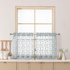 Chyhomenyc Light Grey Sheer Curtains 24 Inch Length, Light Filtering Leaf by Chyhomenyc