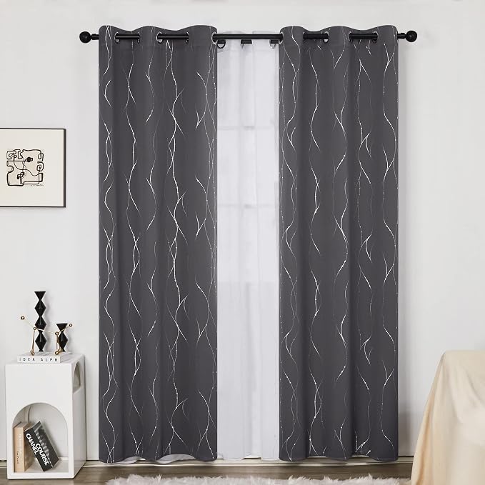 Deconovo Grey Blackout Curtains - Image 2