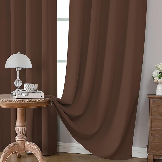 CUCRAF Brown Blackout Curtains 96 inch Length 2 Panels Set, Rod Pocket Room - Image 5