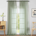 Extra Wide Sage Green Sheer Curtains 120 Inches Long, Extra Long Light by Home