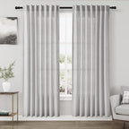 Nanspring Grey Linen Curtains 80 Inches Length by Nanspring