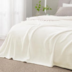 BEDELITE Fleece Blankets Queen Size Cream Throw Blankets - Image 2