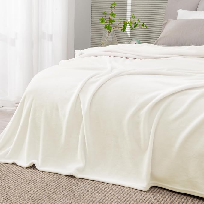 BEDELITE Fleece Blanket Full Size Cream Throw Blankets - Image 2