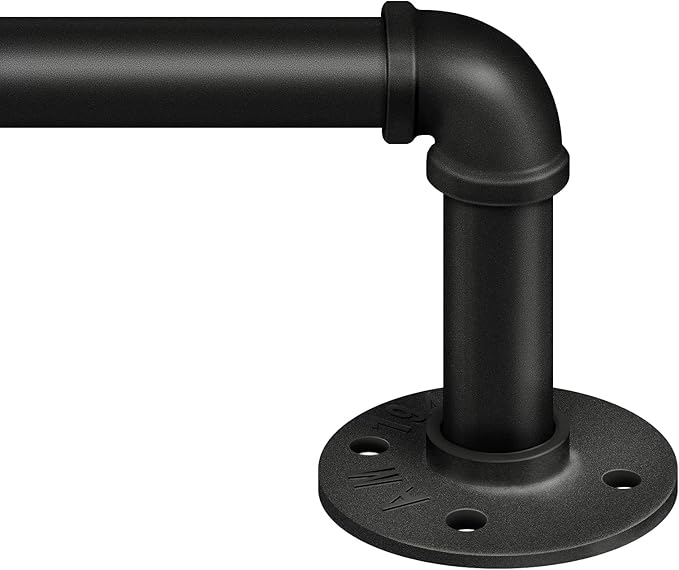 Zeerobee Curtain Rods for Windows 48 to 84, 1 Inch Industrial Wrap Around Black by zeerobee