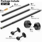 YaFex Heavy Duty Curtain Rods 32-60 Inch, 1 Inch Adjustable Black Curtain Rod - Image 7