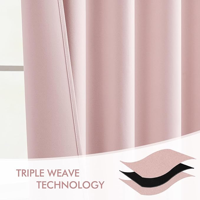 MIULEE Baby Pink Back Tab Blackout Curtains 72 Inch Length 2 Panels Set - Image 7