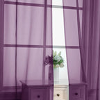 OVZME Plum Sheer Curtains 84 Inches Long 2 Panels - Image 5