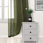 DWCN Olive Green Sheer Curtains Semi Transparent Voile Rod Pocket Curtains - Image 3
