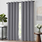 Yakamok Room Darkening Curtains Thermal Insulated Gray Blackout Curtain Panels - Image 2