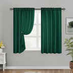 HOMEIDEAS Christmas Non-See-Through Hunter Green Privacy Sheer Curtains - Image 2