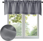 OWENIE Bob Valance Curtains 18 Inch Length 1 Piece, Faux Linen Slub Solid Dark by OWENIE