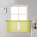 Chyhomenyc Sheer Lemon Tier Curtains 24 Inch Length Set, Small Window Kitchen by Chyhomenyc