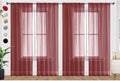 SpaceDresser Burgundy Sheer Curtains 4 Panels Rod Pocket Semi-Sheer Curtain 72 by SpaceDresser